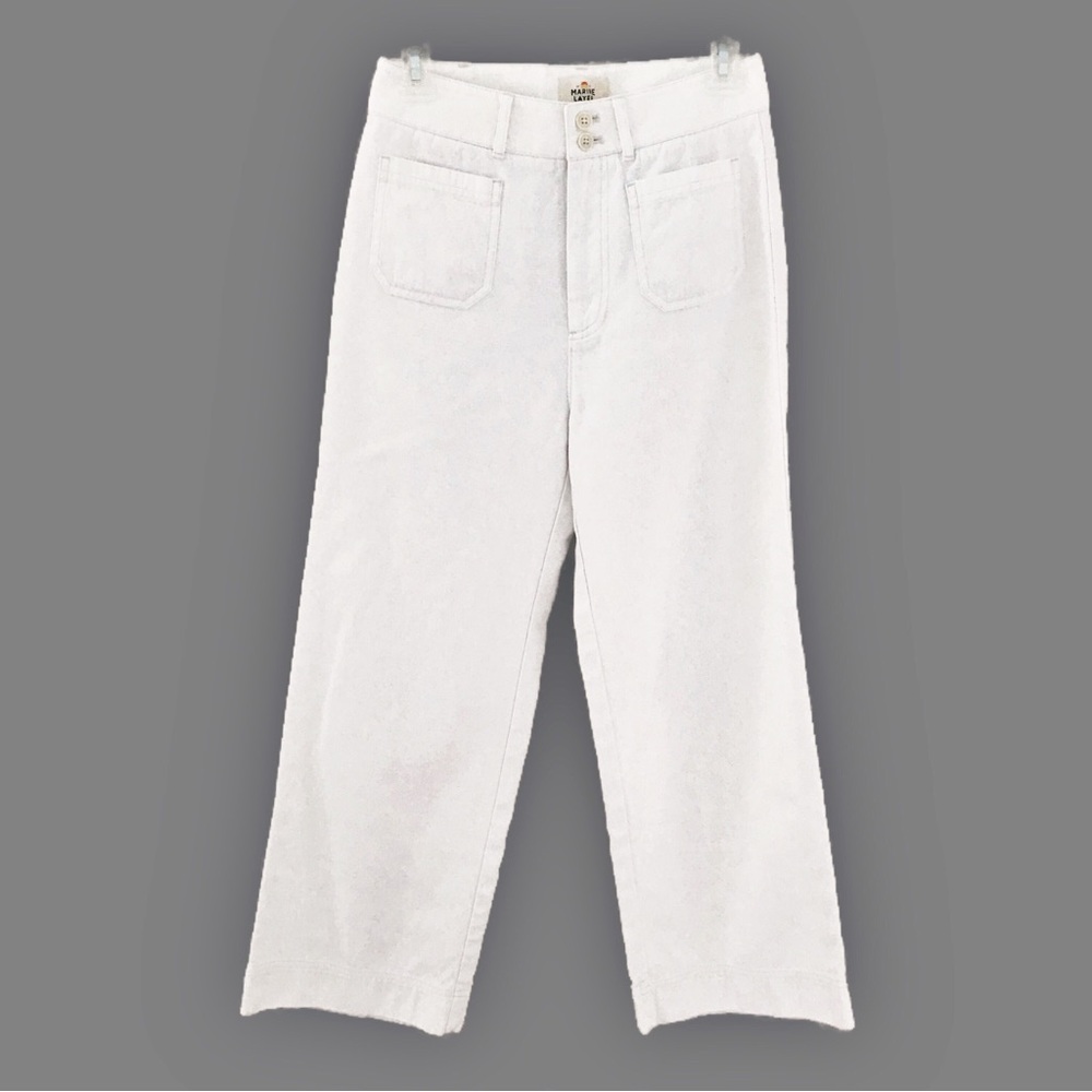 Marine Layer Bridget Wide Leg Crop Pants Size 2 White